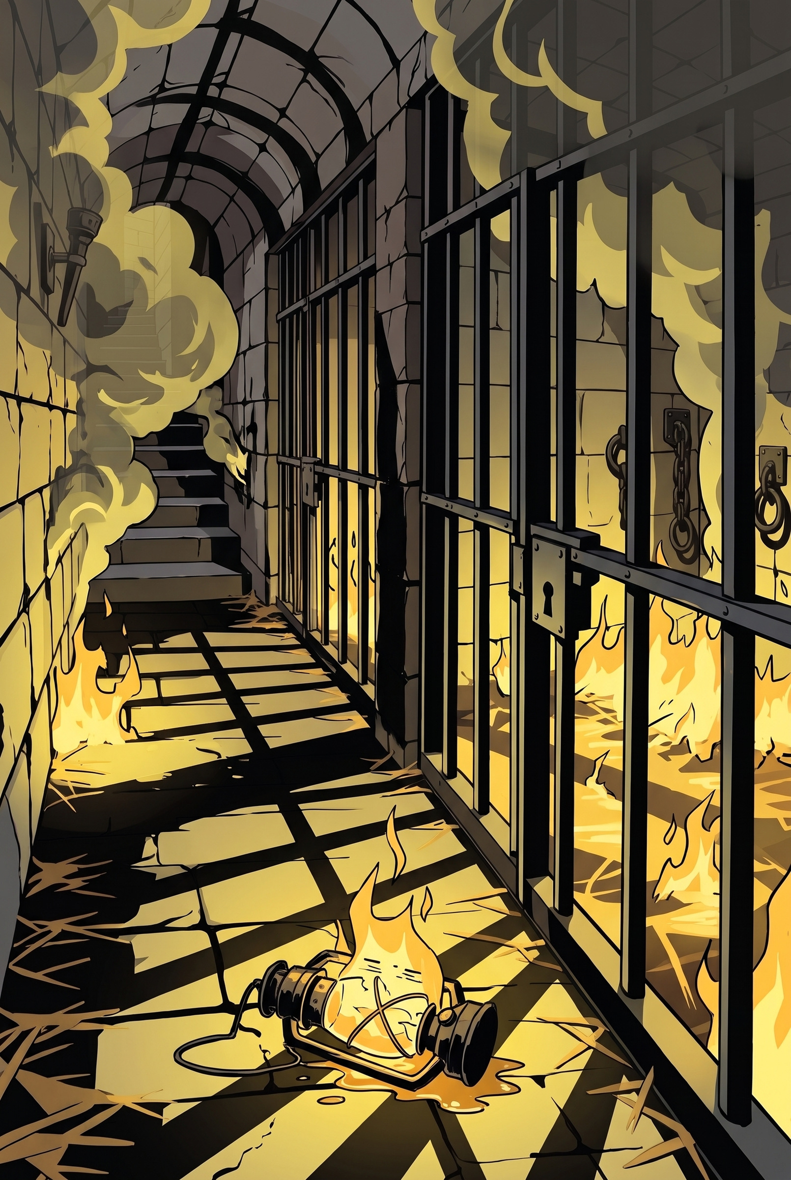 Dungeon: corridor on fire
