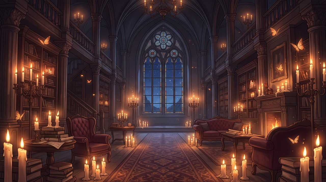 Moth to the Flame: candlelit library